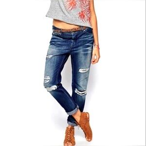 Scotch & Soda Maison Scotch L’Adorable Boyfriend Distressed Button Fly Jeans